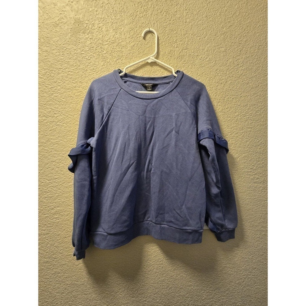 Simply Vera Vera Wang Ruffle-Sleeve Raglan Sweatshirt Pullover Blue Size Small